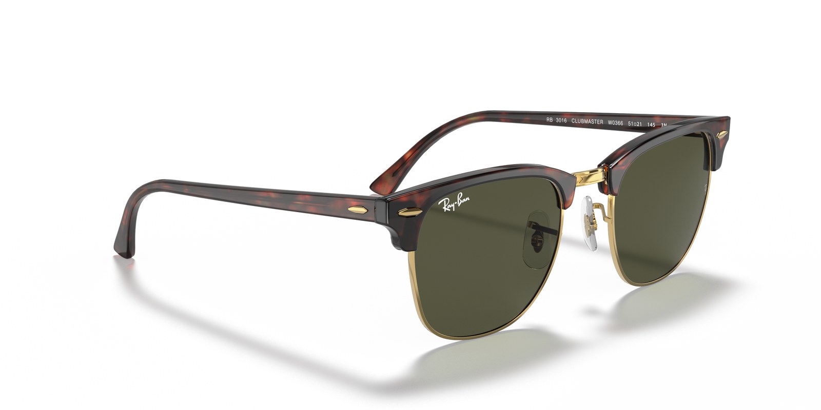 Ray-Ban Clubmaster Classic RB3016 tartarugato su oro W0366
