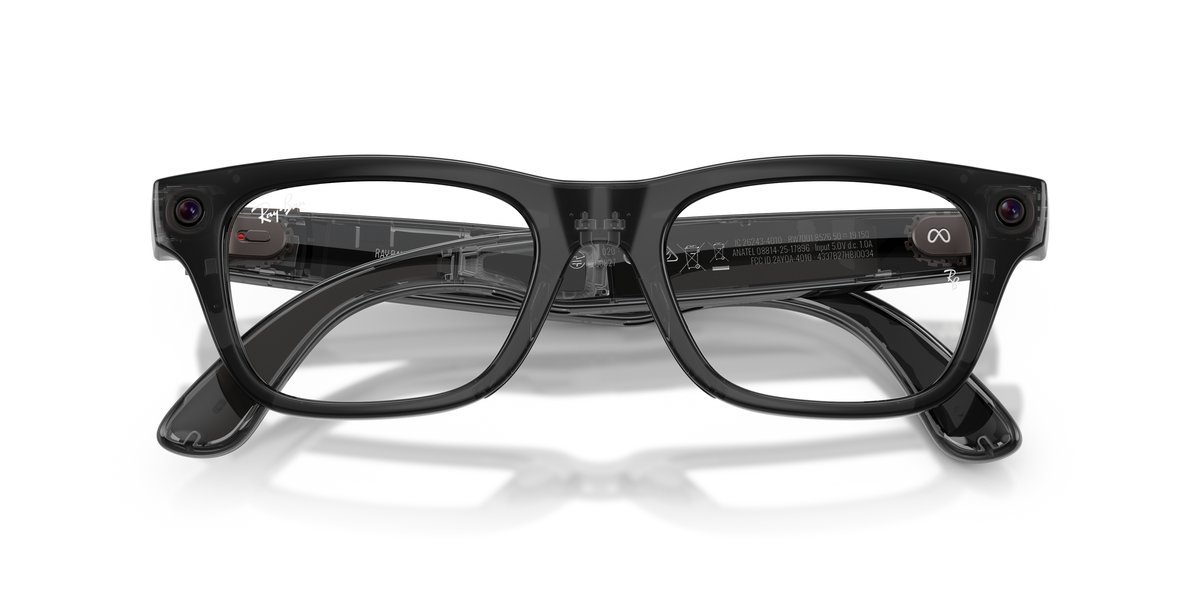 Ray-Ban Meta Wayfarer RW7001 Nero Trasparente — Lente Demo 3