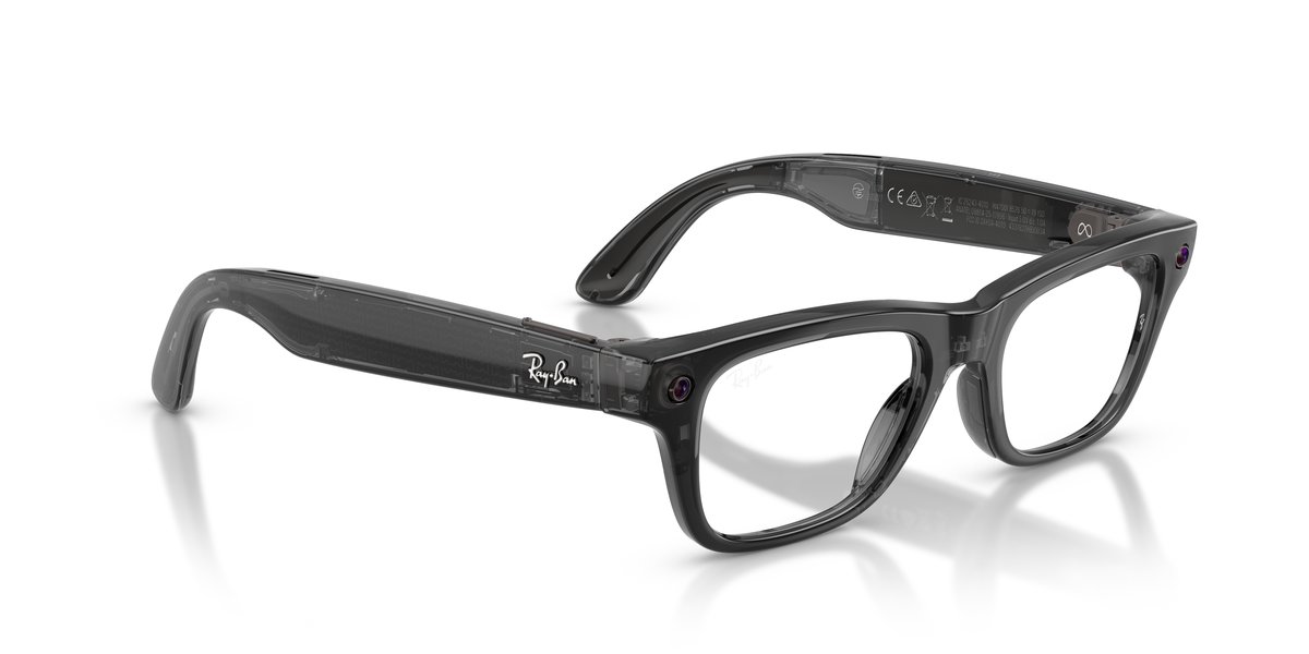 Ray-Ban Meta Wayfarer RW7001 Nero Trasparente — Lente Demo